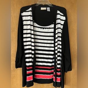 Alfred Dunner Women 1X Sweater 1-Piece Looks Like 2-Pieces Decorated Neckline